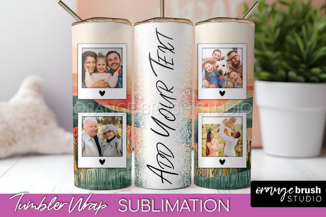 Photo Tumbler Wrap, Boho Family Frame Tumbler Sublimation Sublimation OrangeBrushStudio 
