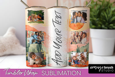 Photo Tumbler Wrap, Boho Family Frame Tumbler Sublimation Sublimation OrangeBrushStudio 
