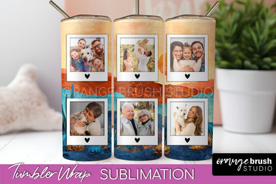 Photo Tumbler Wrap, Boho Family Frame Tumbler Sublimation Sublimation OrangeBrushStudio 