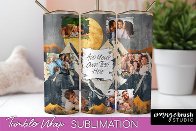 Photo Tumbler Wrap, Boho Family Frame Tumbler Sublimation Sublimation OrangeBrushStudio 