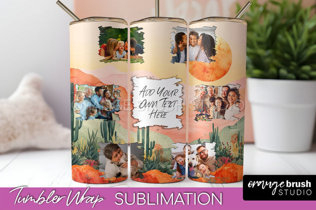 Photo Tumbler Wrap, Boho Family Frame Tumbler Sublimation Sublimation OrangeBrushStudio 