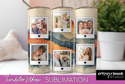 Photo Tumbler Wrap, Boho Family Frame Tumbler Sublimation Sublimation OrangeBrushStudio 