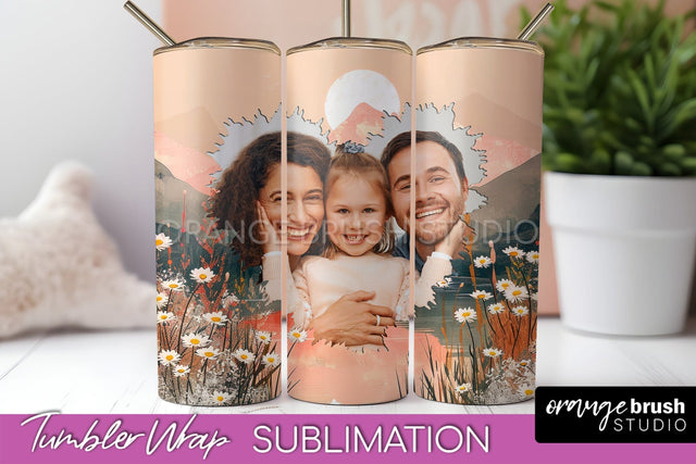Photo Tumbler Wrap, Boho Family Frame Tumbler Sublimation Sublimation OrangeBrushStudio 