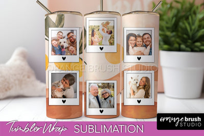 Photo Tumbler Wrap, Boho Family Frame Tumbler Sublimation Sublimation OrangeBrushStudio 
