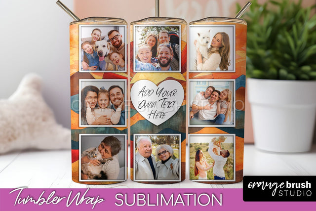 Photo Tumbler Wrap, Boho Family Frame Tumbler Sublimation Sublimation OrangeBrushStudio 