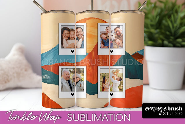 Photo Tumbler Wrap, Boho Family Frame Tumbler Sublimation Sublimation OrangeBrushStudio 