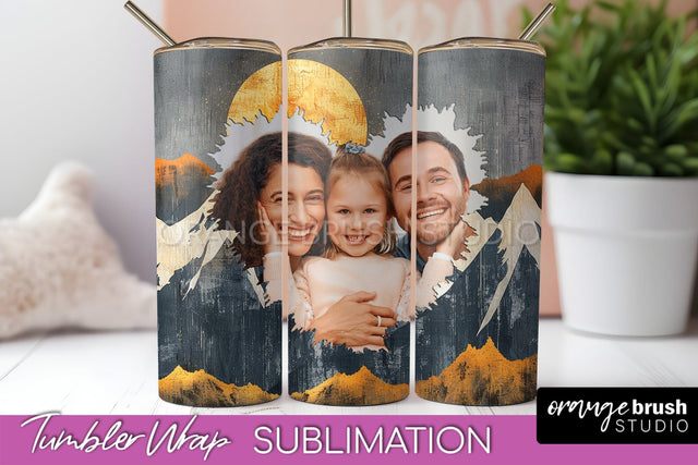 Photo Tumbler Wrap, Boho Family Frame Tumbler Sublimation Sublimation OrangeBrushStudio 