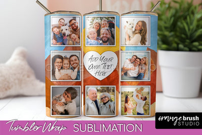 Photo Tumbler Wrap, Boho Family Frame Tumbler Sublimation Sublimation OrangeBrushStudio 