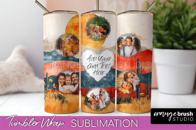 Photo Tumbler Wrap, Boho Family Frame Tumbler Sublimation Sublimation OrangeBrushStudio 