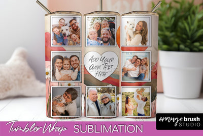 Photo Tumbler Wrap, Boho Family Frame Tumbler Sublimation Sublimation OrangeBrushStudio 