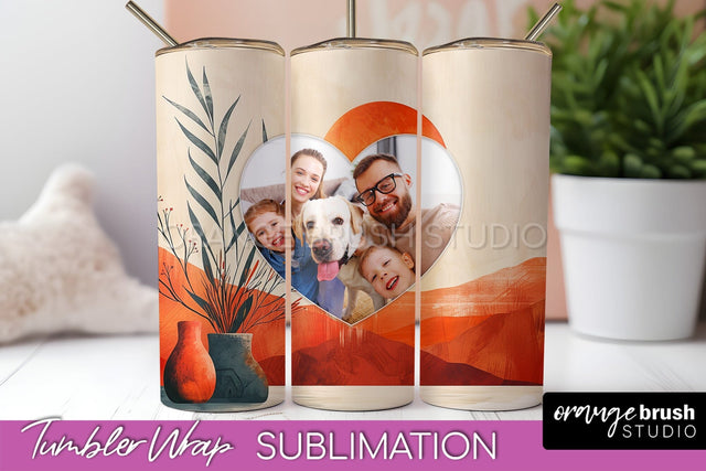 Photo Tumbler Wrap, Boho Family Frame Tumbler Sublimation Sublimation OrangeBrushStudio 