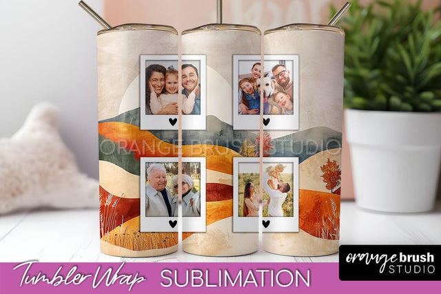 Photo Tumbler Wrap, Boho Family Frame Tumbler Sublimation Sublimation OrangeBrushStudio 
