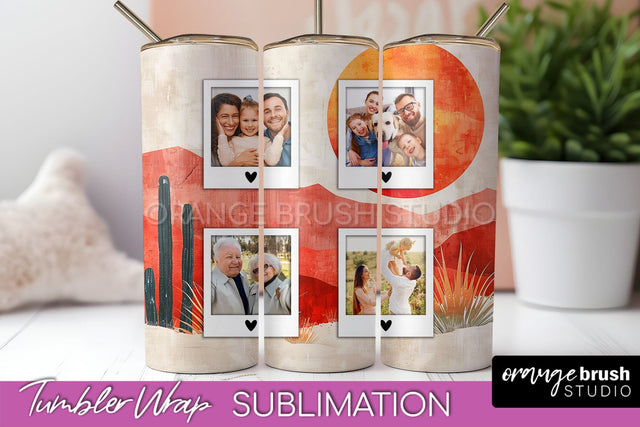 Photo Tumbler Wrap, Boho Family Frame Tumbler Sublimation Sublimation OrangeBrushStudio 