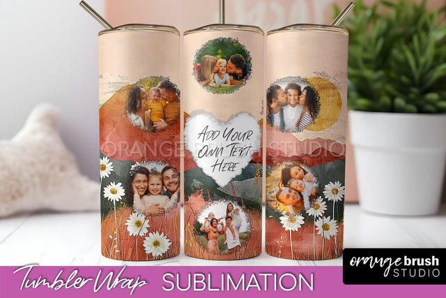 Photo Tumbler Wrap, Boho Family Frame Tumbler Sublimation Sublimation OrangeBrushStudio 