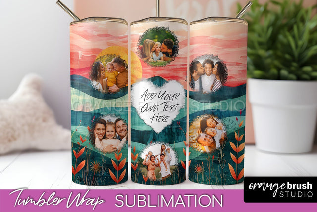 Photo Tumbler Wrap, Boho Family Frame Tumbler Sublimation Sublimation OrangeBrushStudio 