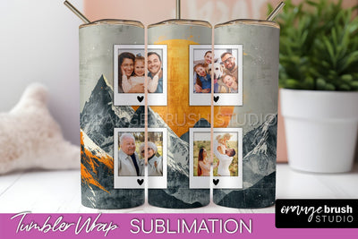 Photo Tumbler Wrap, Boho Family Frame Tumbler Sublimation Sublimation OrangeBrushStudio 