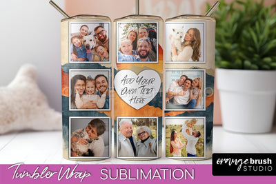 Photo Tumbler Wrap, Boho Family Frame Tumbler Sublimation Sublimation OrangeBrushStudio 