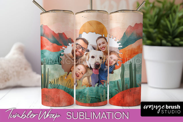 Photo Tumbler Wrap, Boho Family Frame Tumbler Sublimation Sublimation OrangeBrushStudio 