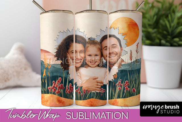 Photo Tumbler Wrap, Boho Family Frame Tumbler Sublimation Sublimation OrangeBrushStudio 