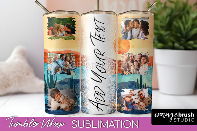 Photo Tumbler Wrap, Boho Family Frame Tumbler Sublimation Sublimation OrangeBrushStudio 