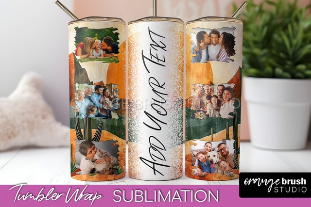 Photo Tumbler Wrap, Boho Family Frame Tumbler Sublimation Sublimation OrangeBrushStudio 