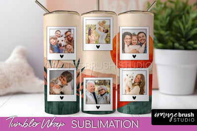 Photo Tumbler Wrap, Boho Family Frame Tumbler Sublimation Sublimation OrangeBrushStudio 