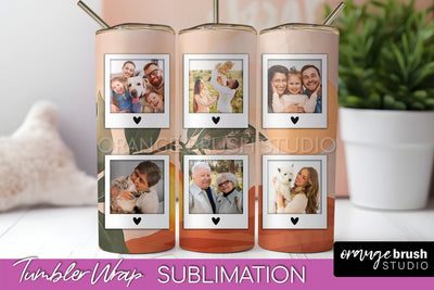 Photo Tumbler Wrap, Boho Family Frame Tumbler Sublimation Sublimation OrangeBrushStudio 