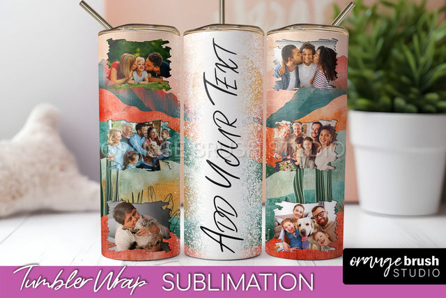 Photo Tumbler Wrap, Boho Family Frame Tumbler Sublimation Sublimation OrangeBrushStudio 