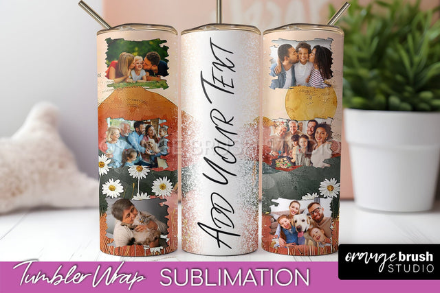 Photo Tumbler Wrap, Boho Family Frame Tumbler Sublimation Sublimation OrangeBrushStudio 