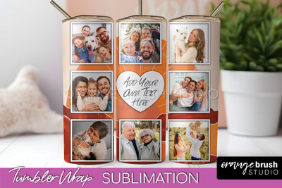 Photo Tumbler Wrap, Boho Family Frame Tumbler Sublimation Sublimation OrangeBrushStudio 