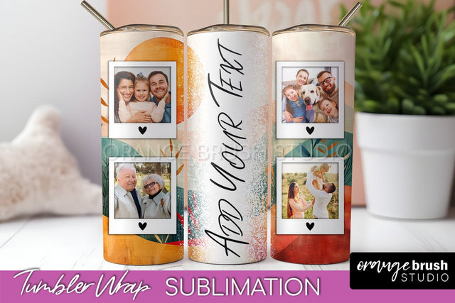 Photo Tumbler Wrap, Boho Family Frame Tumbler Sublimation Sublimation OrangeBrushStudio 