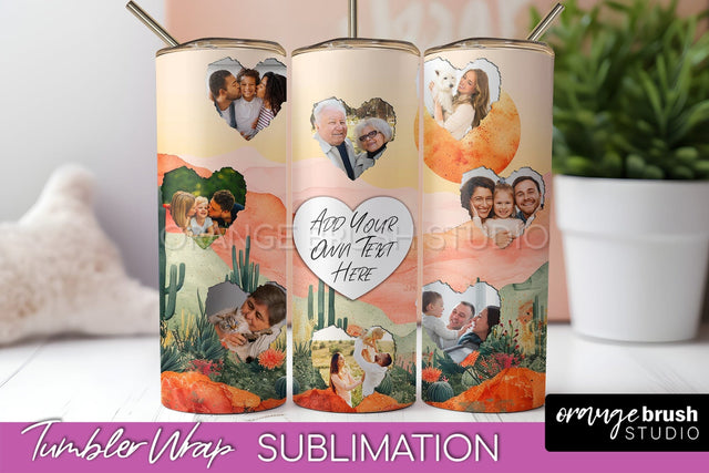 Photo Tumbler Wrap, Boho Family Frame Tumbler Sublimation Sublimation OrangeBrushStudio 
