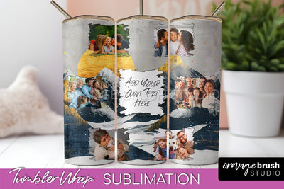 Photo Tumbler Wrap, Boho Family Frame Tumbler Sublimation Sublimation OrangeBrushStudio 