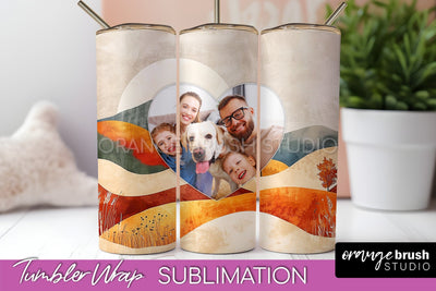 Photo Tumbler Wrap, Boho Family Frame Tumbler Sublimation Sublimation OrangeBrushStudio 