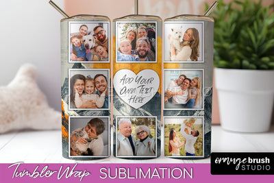 Photo Tumbler Wrap, Boho Family Frame Tumbler Sublimation Sublimation OrangeBrushStudio 
