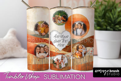 Photo Tumbler Wrap, Boho Family Frame Tumbler Sublimation Sublimation OrangeBrushStudio 