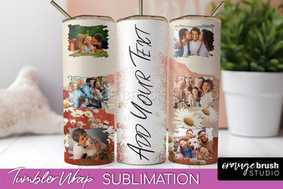 Photo Tumbler Wrap, Boho Family Frame Tumbler Sublimation Sublimation OrangeBrushStudio 