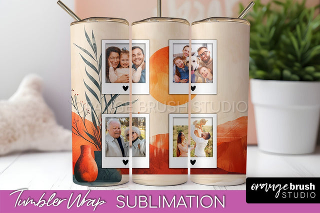 Photo Tumbler Wrap, Boho Family Frame Tumbler Sublimation Sublimation OrangeBrushStudio 