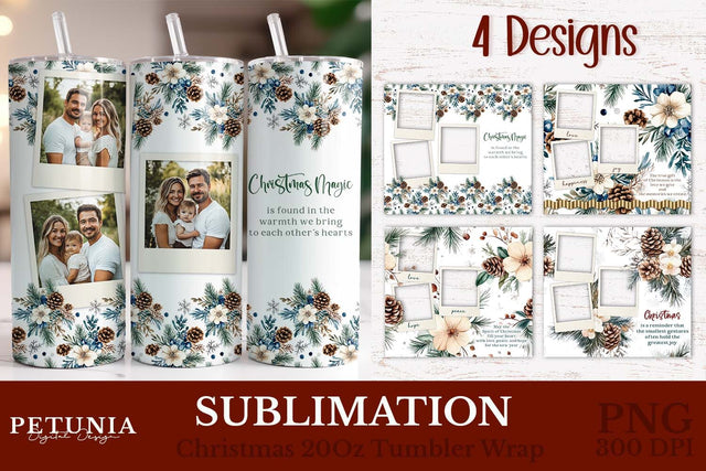 Photo Tumbler Wrap | Christmas Tumbler Wrap Sublimation PNG Sublimation Petunia Digital Design 