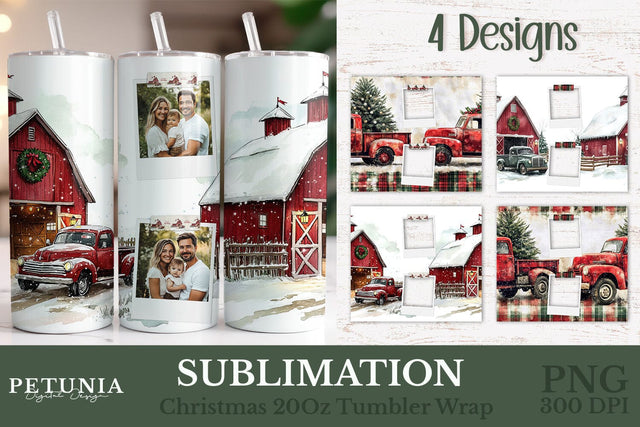 Photo Tumbler Wrap | Christmas Tumbler Wrap Sublimation PNG Sublimation Petunia Digital Design 
