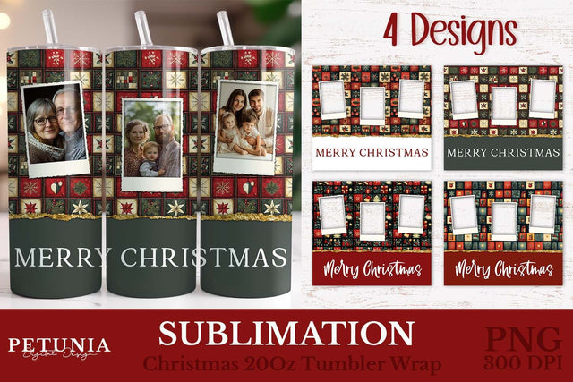 Photo Tumbler Wrap | Christmas Tumbler Wrap Sublimation PNG Sublimation Petunia Digital Design 