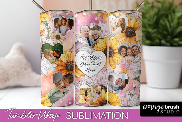 Photo Tumbler Wrap, Floral Picture Frame Tumbler Sublimation Sublimation OrangeBrushStudio 