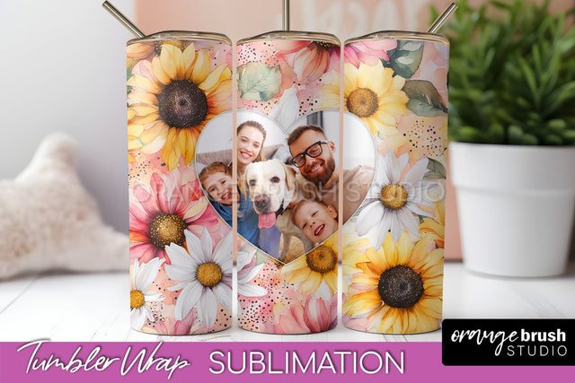 Photo Tumbler Wrap, Floral Picture Frame Tumbler Sublimation Sublimation OrangeBrushStudio 