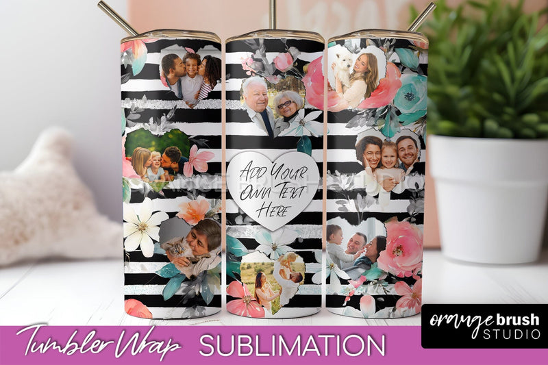 Photo Tumbler Wrap, Floral Picture Frame Tumbler Sublimation Sublimation OrangeBrushStudio 