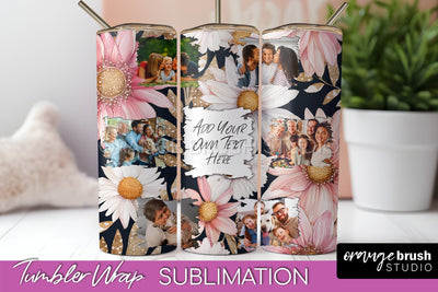 Photo Tumbler Wrap, Floral Picture Frame Tumbler Sublimation Sublimation OrangeBrushStudio 