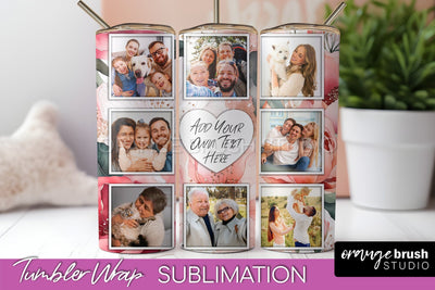 Photo Tumbler Wrap, Floral Picture Frame Tumbler Sublimation Sublimation OrangeBrushStudio 