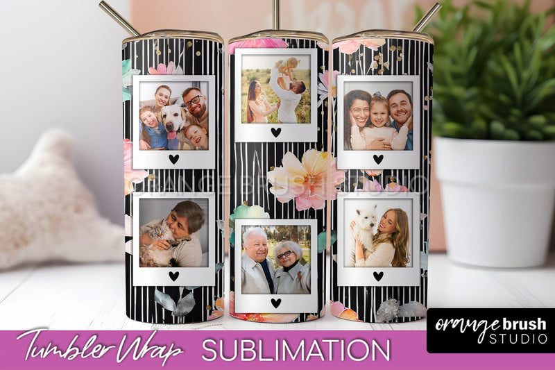 Photo Tumbler Wrap, Floral Picture Frame Tumbler Sublimation Sublimation OrangeBrushStudio 