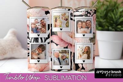 Photo Tumbler Wrap, Floral Picture Frame Tumbler Sublimation Sublimation OrangeBrushStudio 