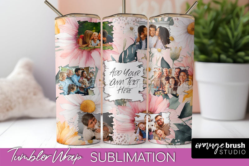 Photo Tumbler Wrap, Floral Picture Frame Tumbler Sublimation Sublimation OrangeBrushStudio 