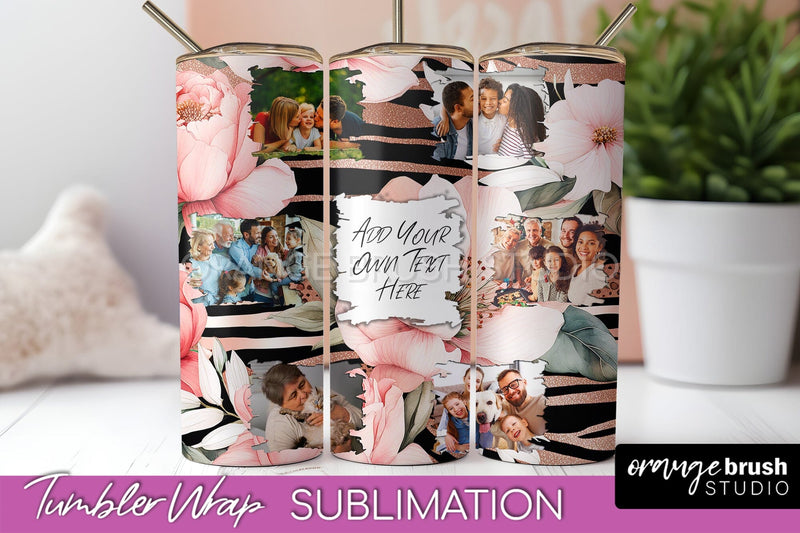 Photo Tumbler Wrap, Floral Picture Frame Tumbler Sublimation Sublimation OrangeBrushStudio 